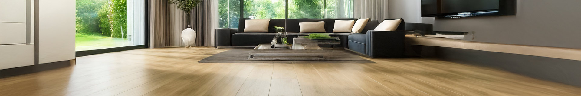 living room with vinyl flooring from gerbur's aqua vinyl click floor range